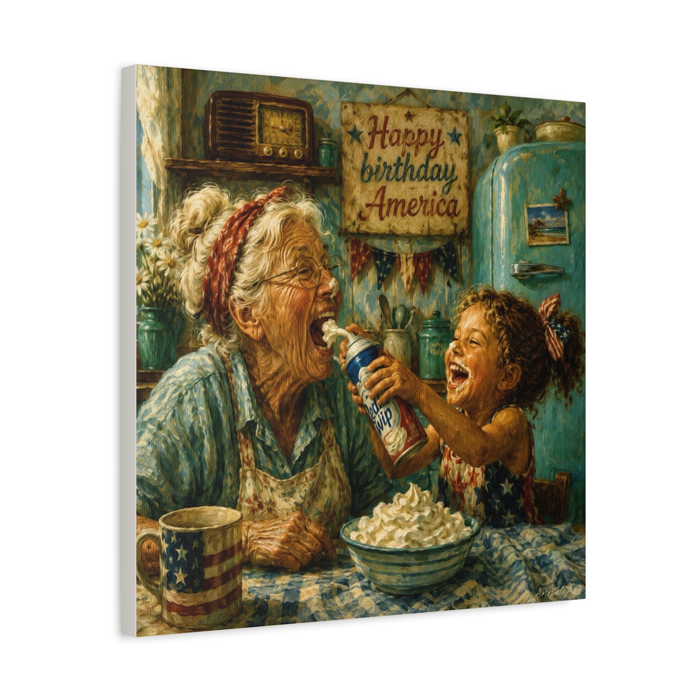 Fourth of July Grandma & Granddaughter Matte Canvas Wall Art