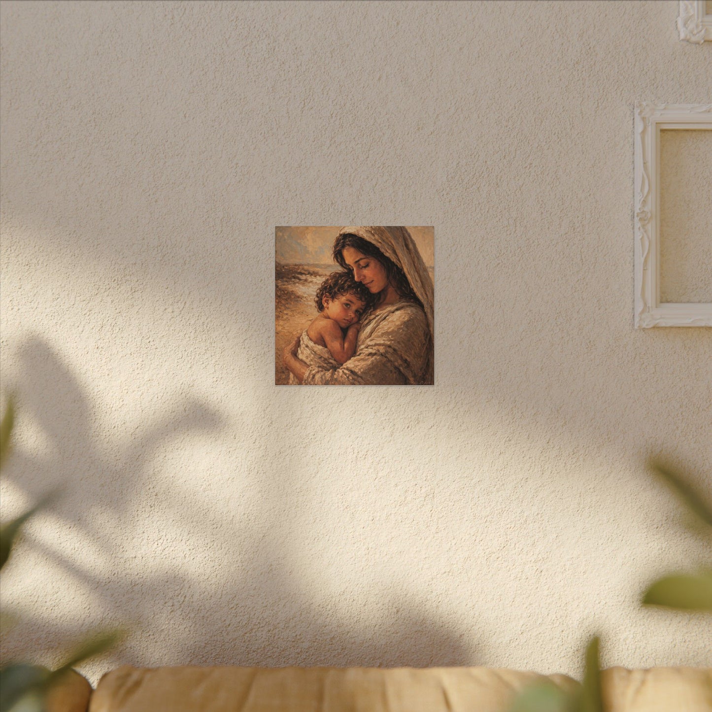 Mary and Jesus Matte Canvas Wall Art — Tender Embrace Spiritual Nursery Decor