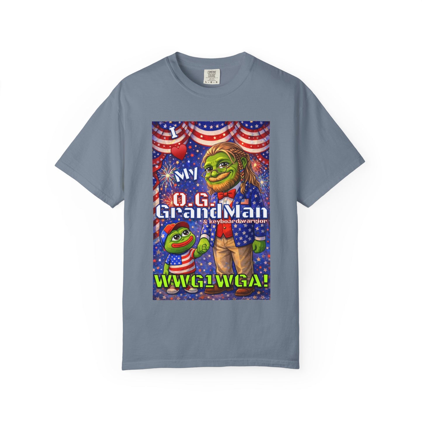 Grandpa/GrandMan Keyboard Warriors— "I ♥️ My O.G. GrandMan" Patriotic Pepe Graphic (WWG1WGA)