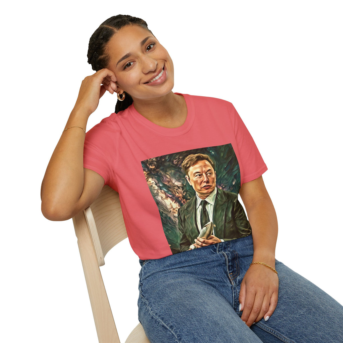 Elon Musk with Rocket— Graphic T-Shirt
