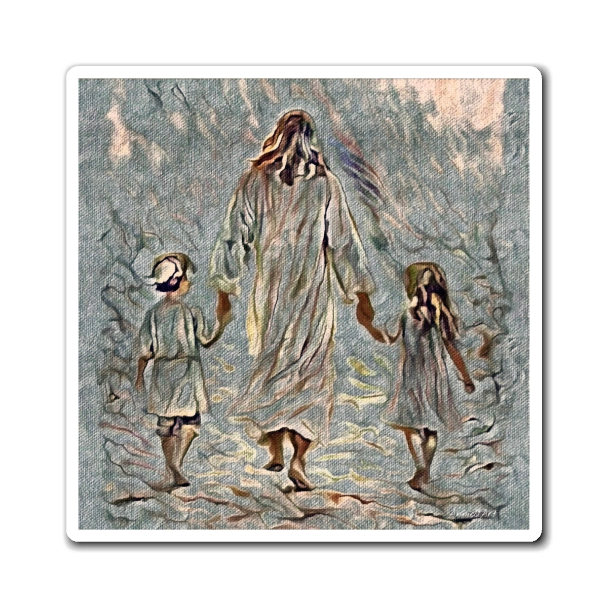 Jesus Walking with Children Magnet — Kid Level Inspirational Refrigerator Magnet