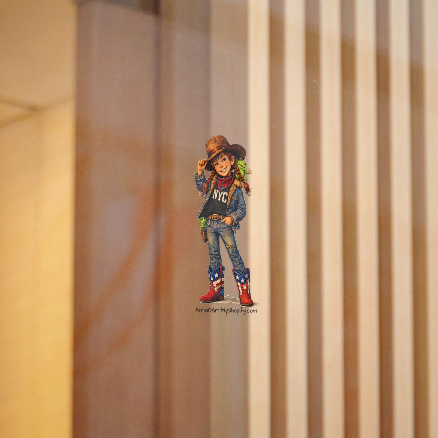 AnnieO Cowboy Kid Die-Cut Sticker — Cute Western NYC/Pepe Design