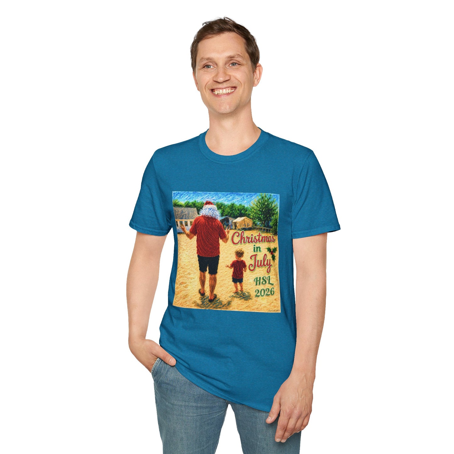 T-Shirt — Christmas in July Santa Beach Graphic Tee