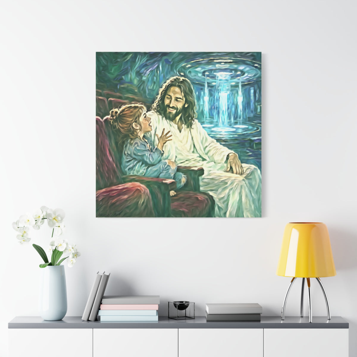 Jesus with Child Matte Canvas Wall Art — Stretched 1.25" Inspirational Christian Decor