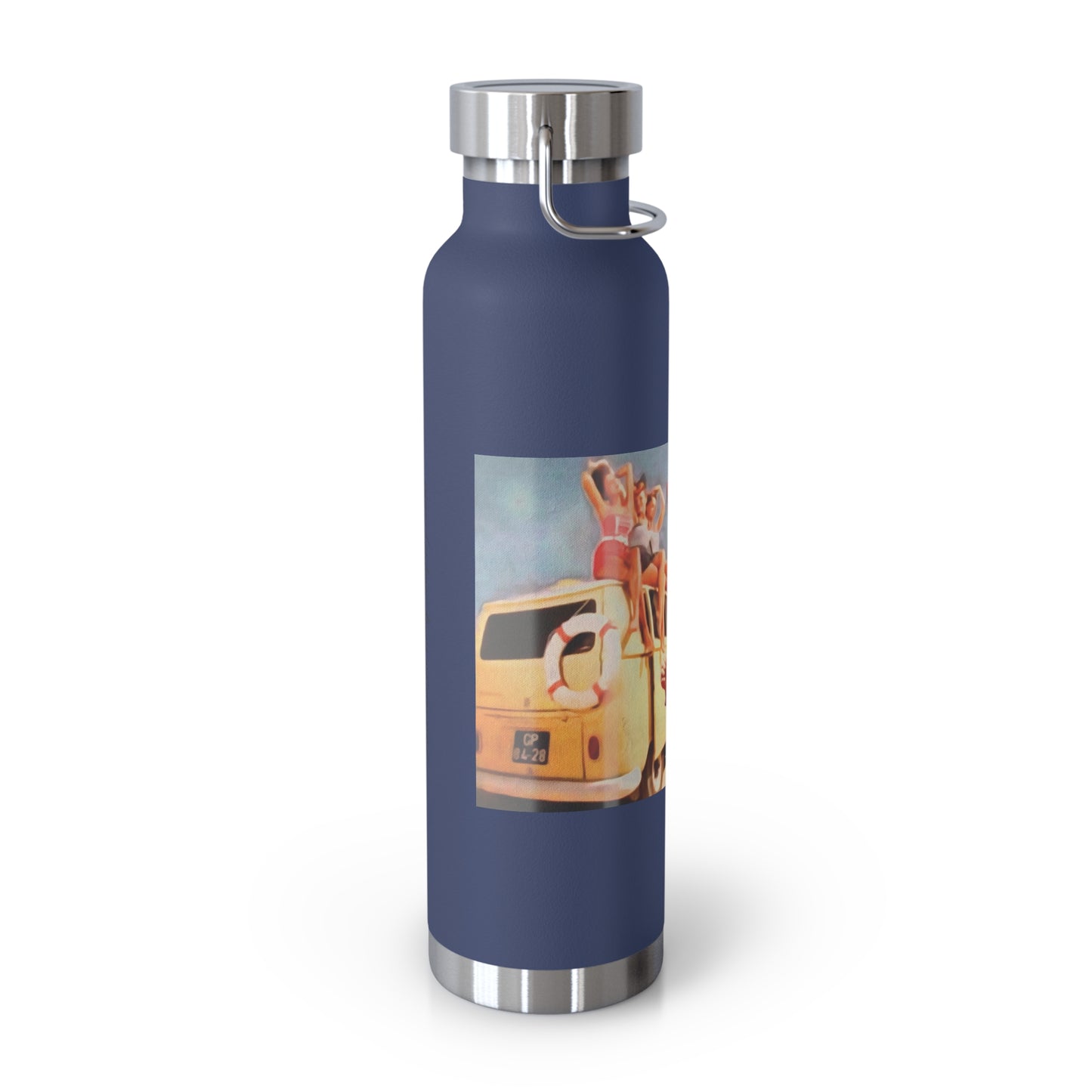 22oz Copper Insulated Bottle - Retro Beach Party Design