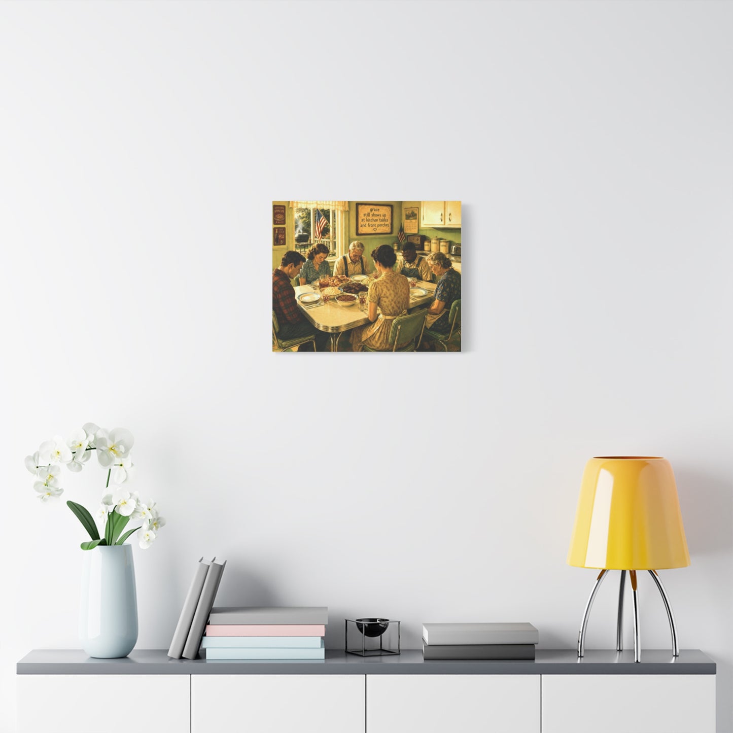 Vintage ‘Giving Thanks’ Family Prayer Canvas Wall Art