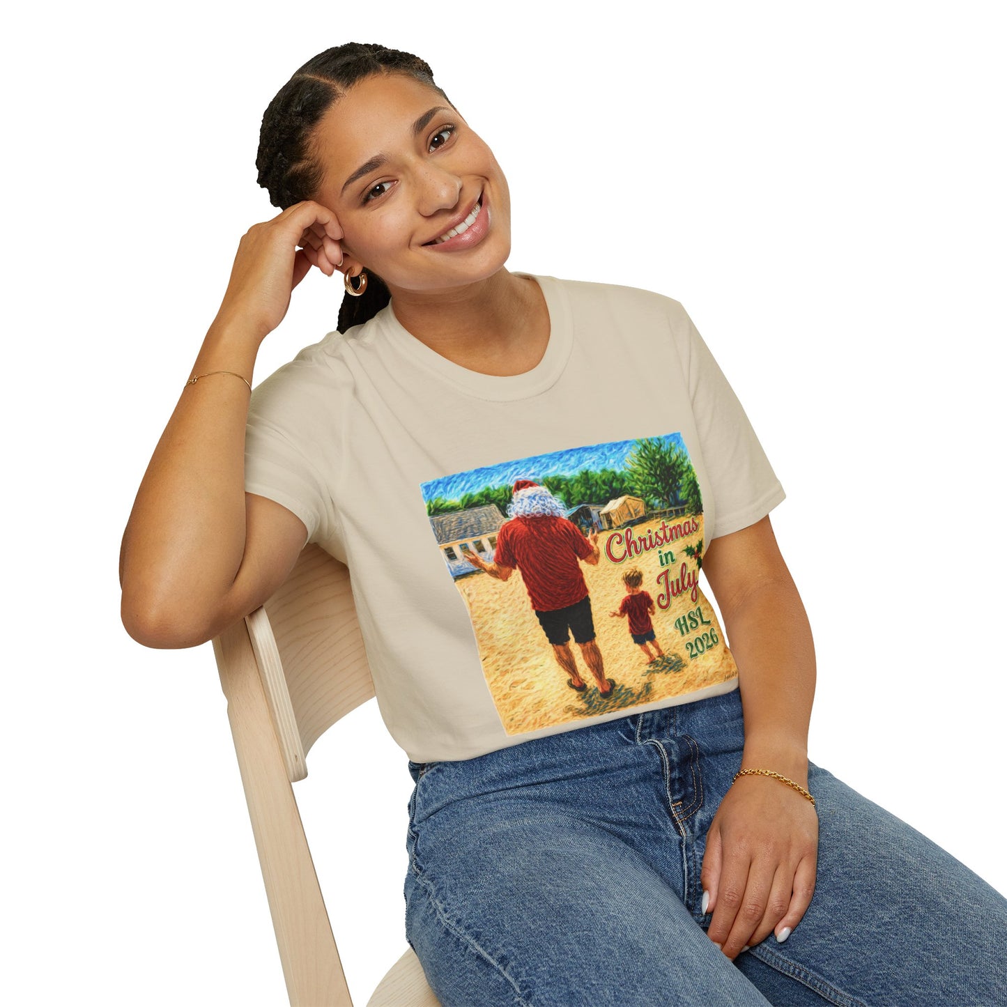 T-Shirt — Christmas in July Santa Beach Graphic Tee