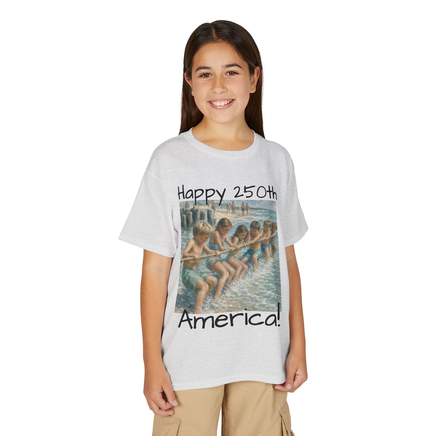 Youth Tee — "Happy 250th America!" Vintage Summer Beach Kids T‑Shirt