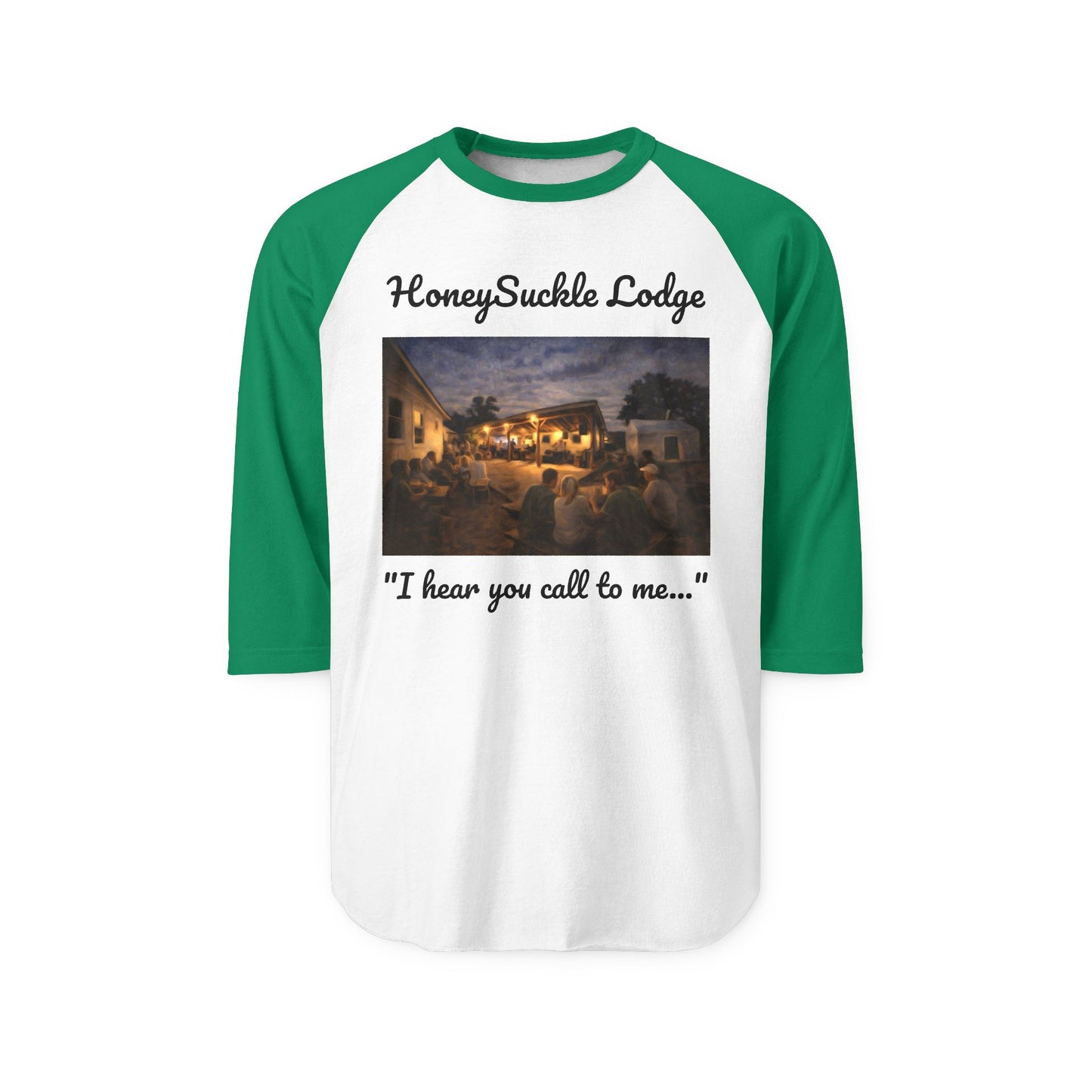 HoneySuckle Lodge ‘I hear you call to me’ Vintage Raglan Tee