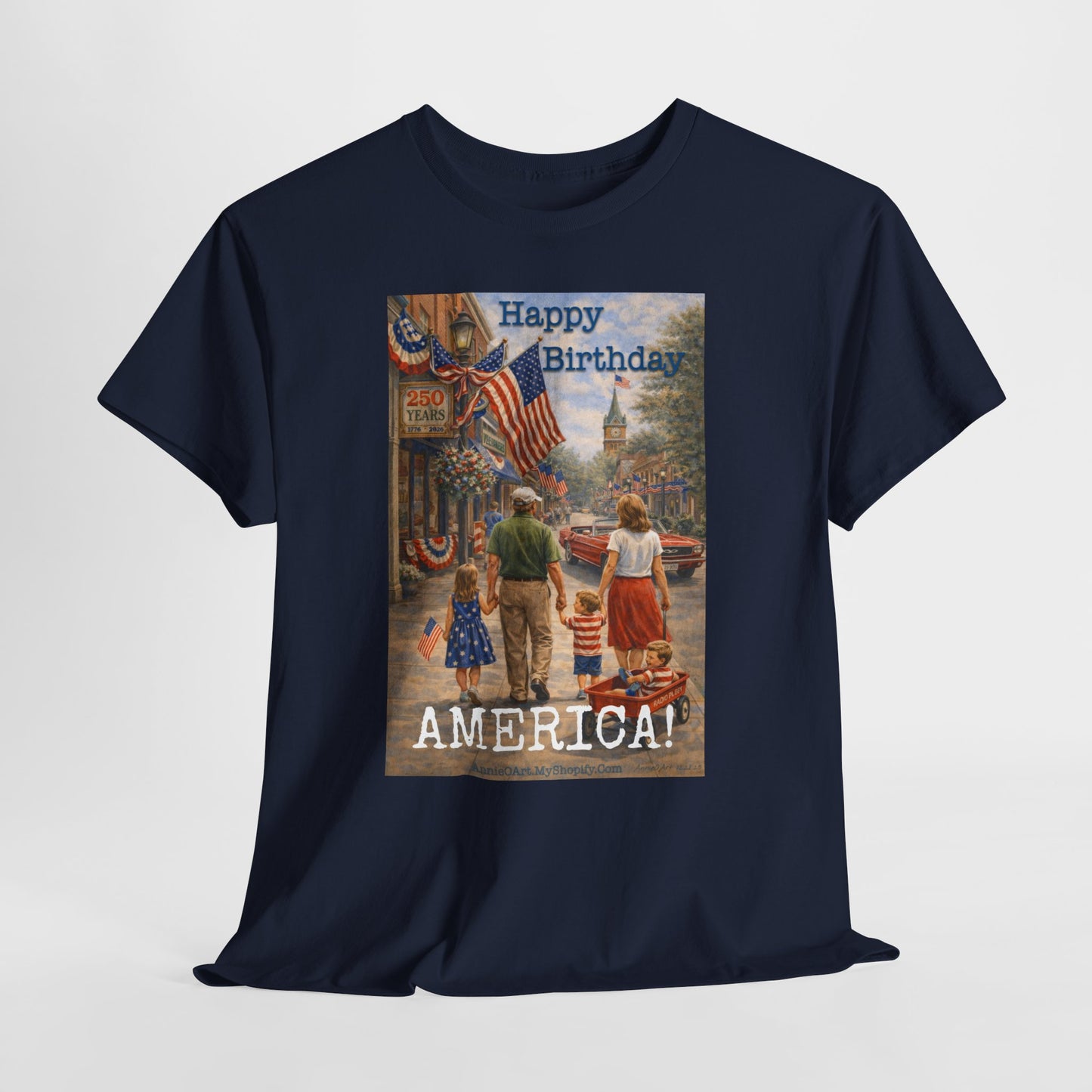 250th Patriotic "Happy Birthday America!" T-Shirt — Vintage Fourth of July Tee