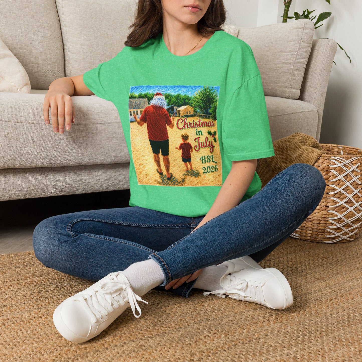 T-Shirt — Christmas in July Santa Beach Graphic Tee
