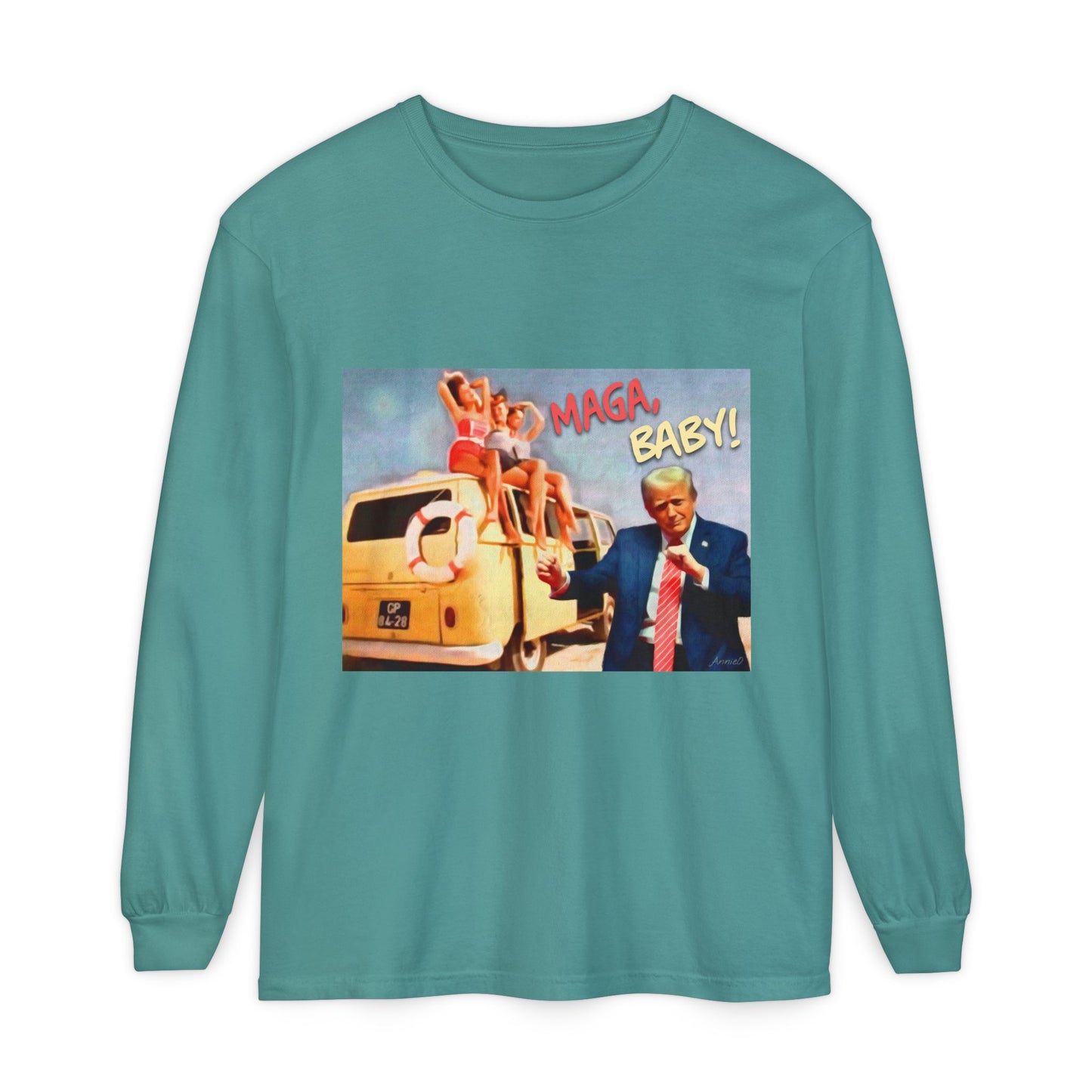 Being MAGA everywhere! Vintage Political Graphic Long Sleeve Tee — "MAGA Baby!" Design