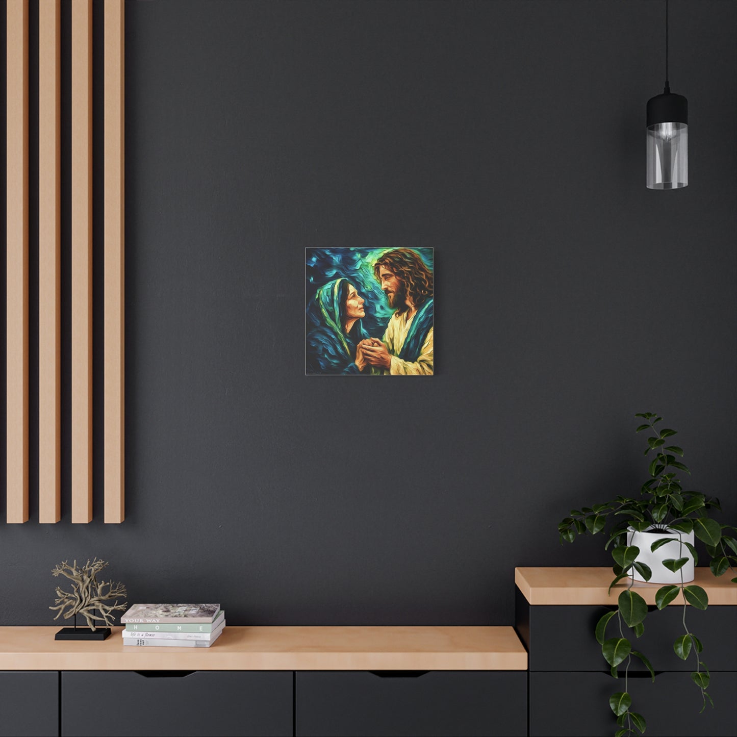Jesus Comforting Mother Mary—Matte Canvas Wall Art