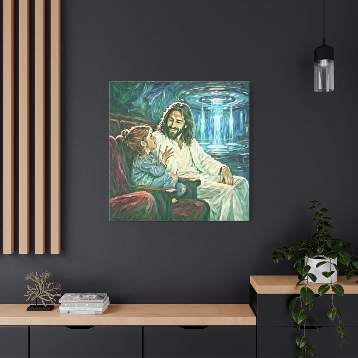 Jesus with Child Matte Canvas Wall Art — Stretched 1.25" Inspirational Christian Decor