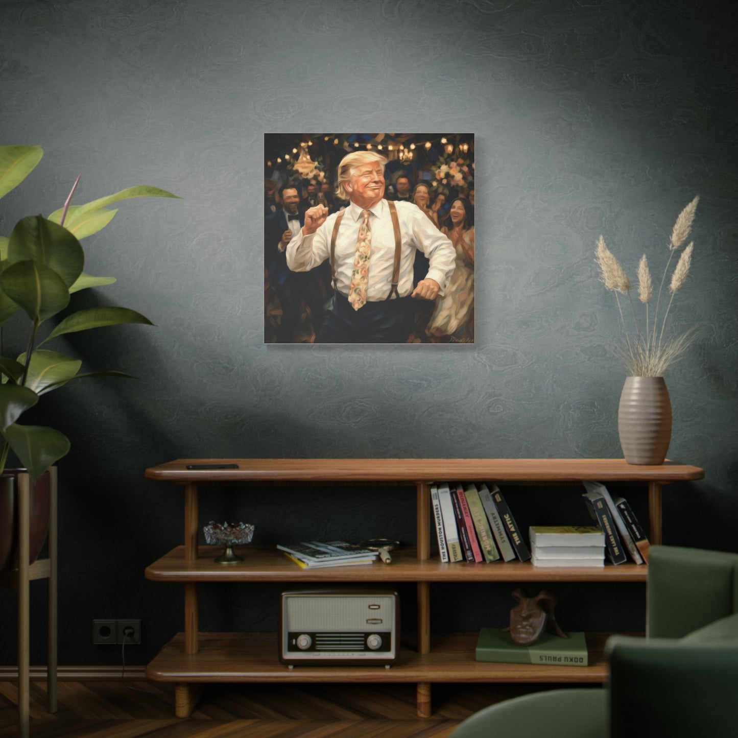 Vintage Festive Trump Dancing Canvas Wall Art
