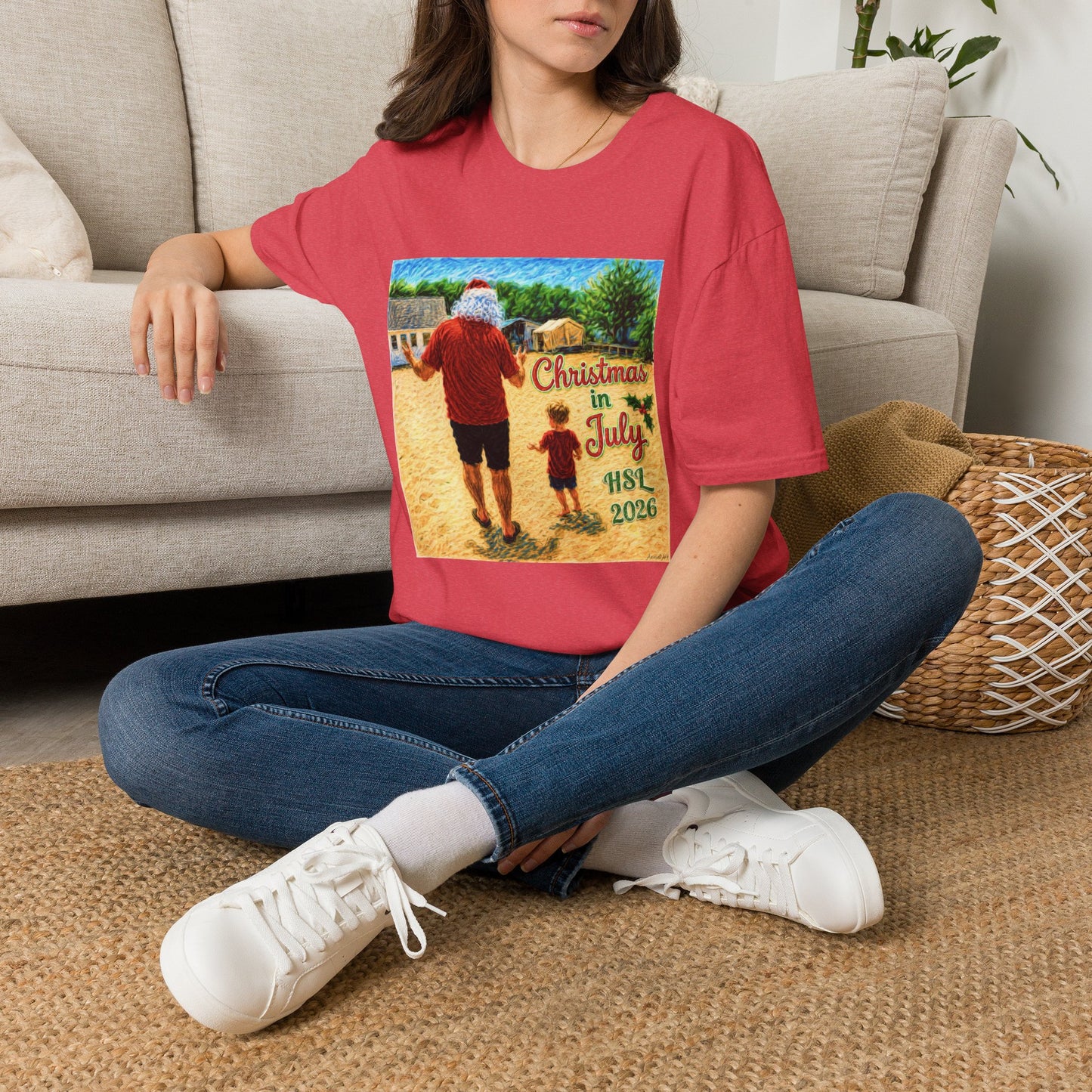 T-Shirt — Christmas in July Santa Beach Graphic Tee