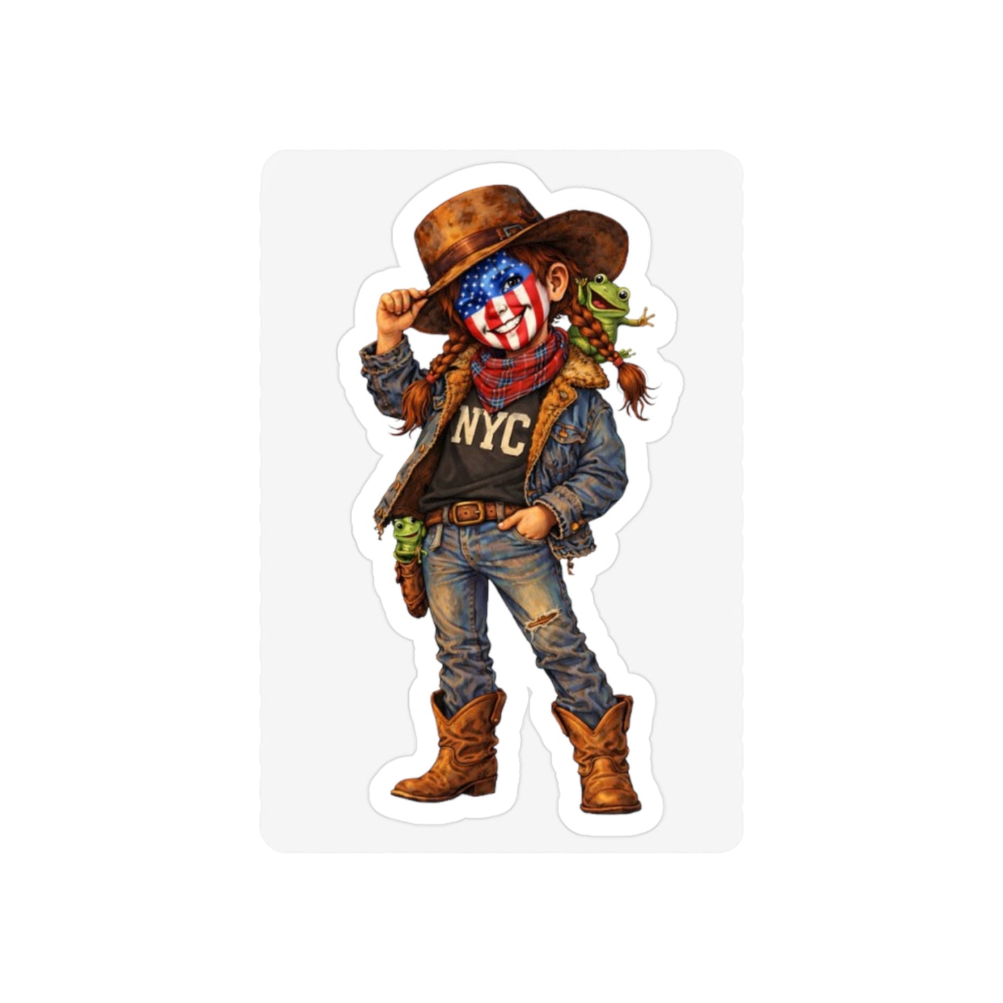 Patriotic Cowgirl Die-Cut Sticker — NYC Patriotic Cowgirl (AnnieO) (Outdoor Transparent)