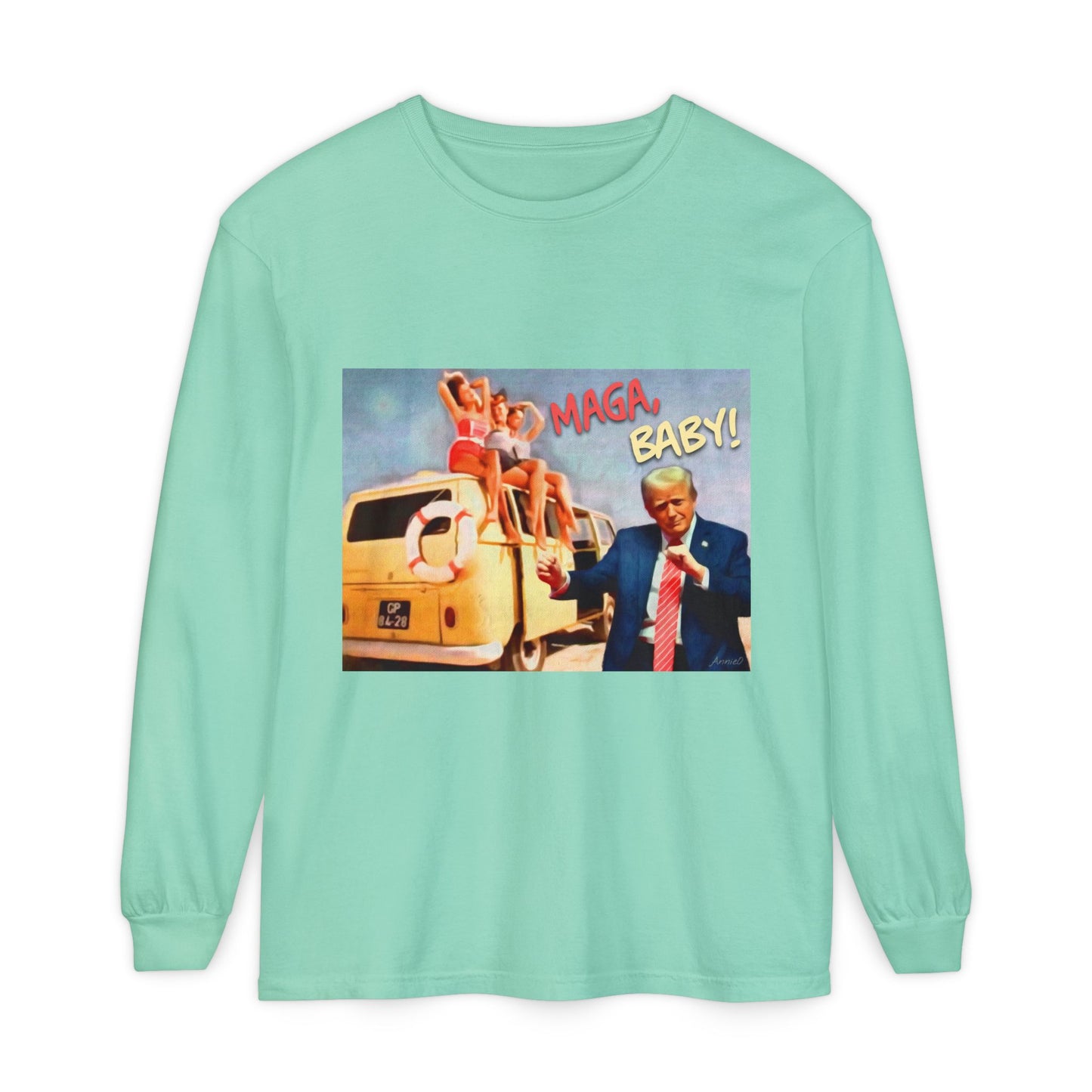 Being MAGA everywhere! Vintage Political Graphic Long Sleeve Tee — "MAGA Baby!" Design