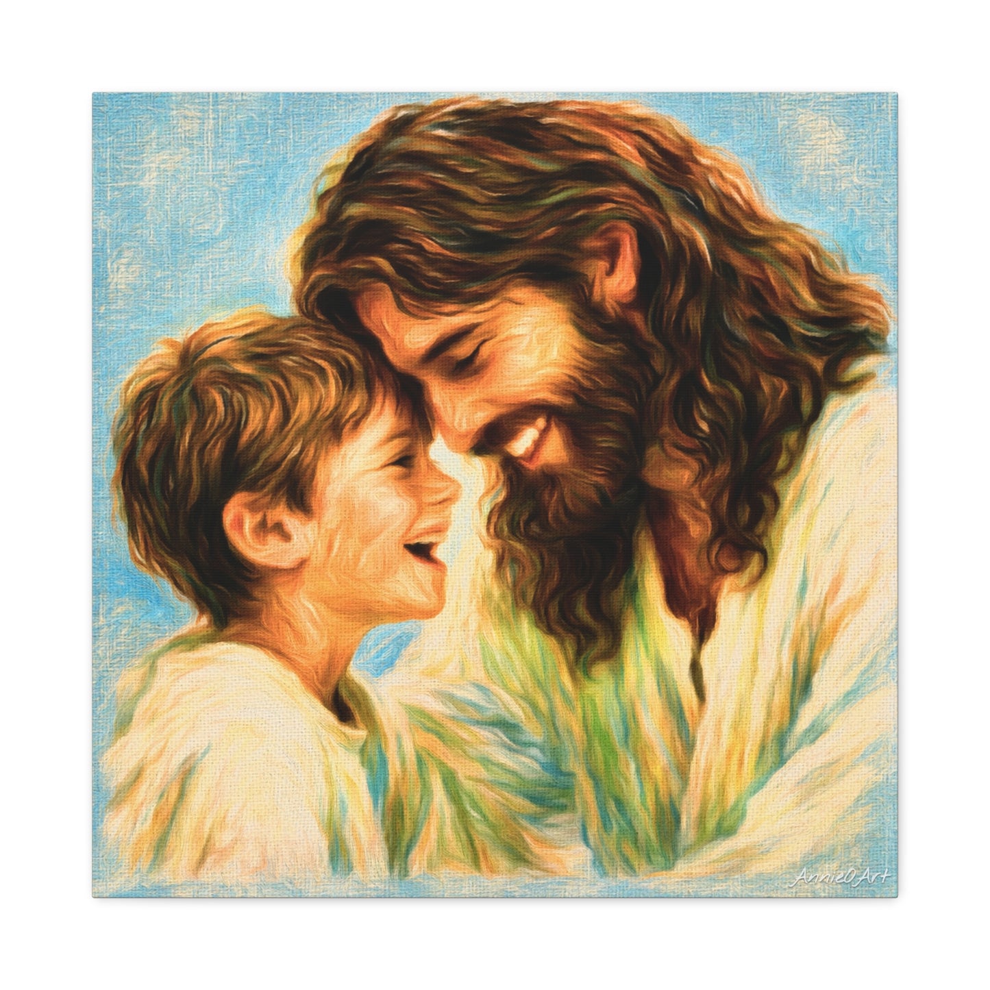 Smiling Jesus and Child Matte Canvas Wall Art