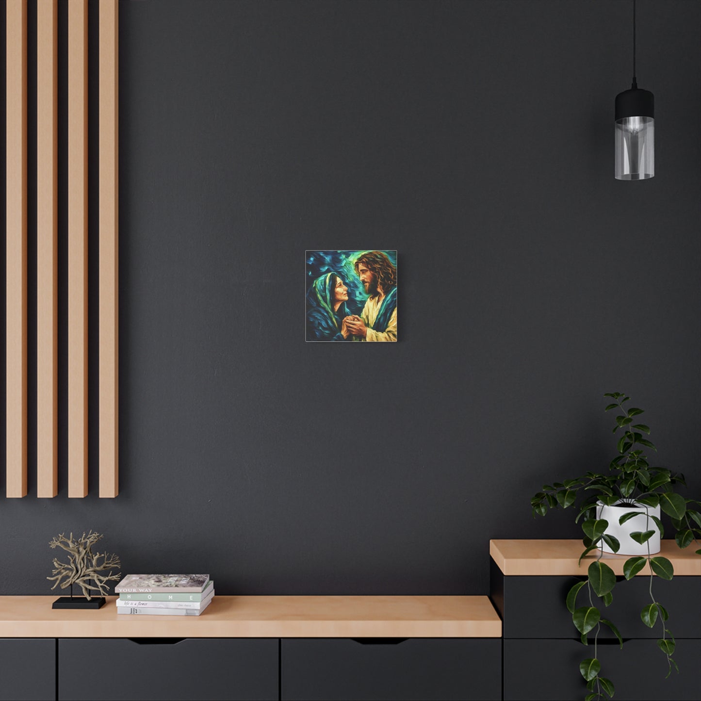 Jesus Comforting Mother Mary—Matte Canvas Wall Art