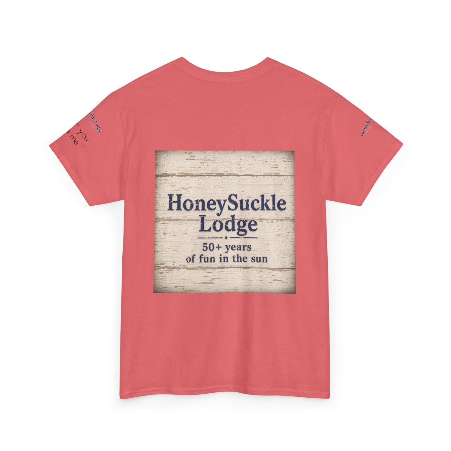 HoneySuckle Lodge Vintage Beach T-Shirt — "50+ years of fun in the sun" Retro Kids on Shore Design