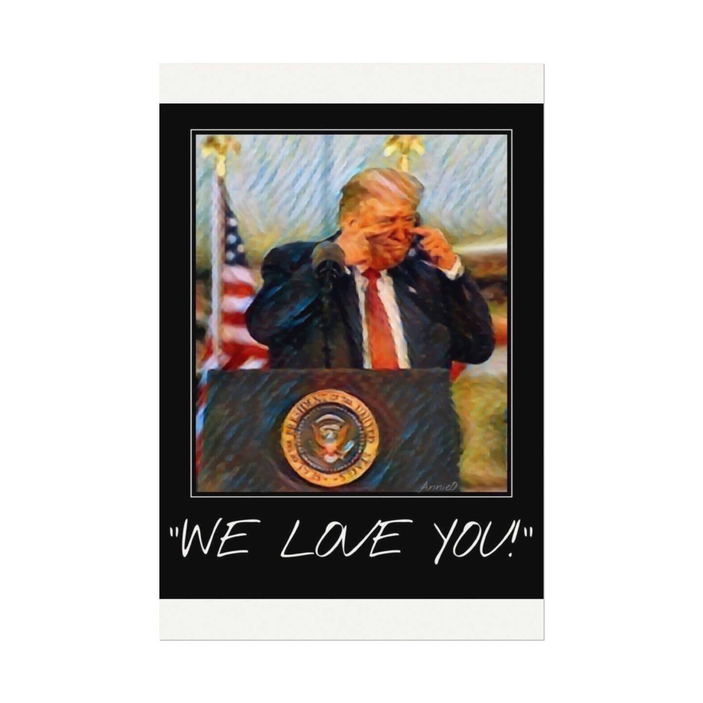 Patriotic Watercolor Matte Poster — Presidential Podium Artwork