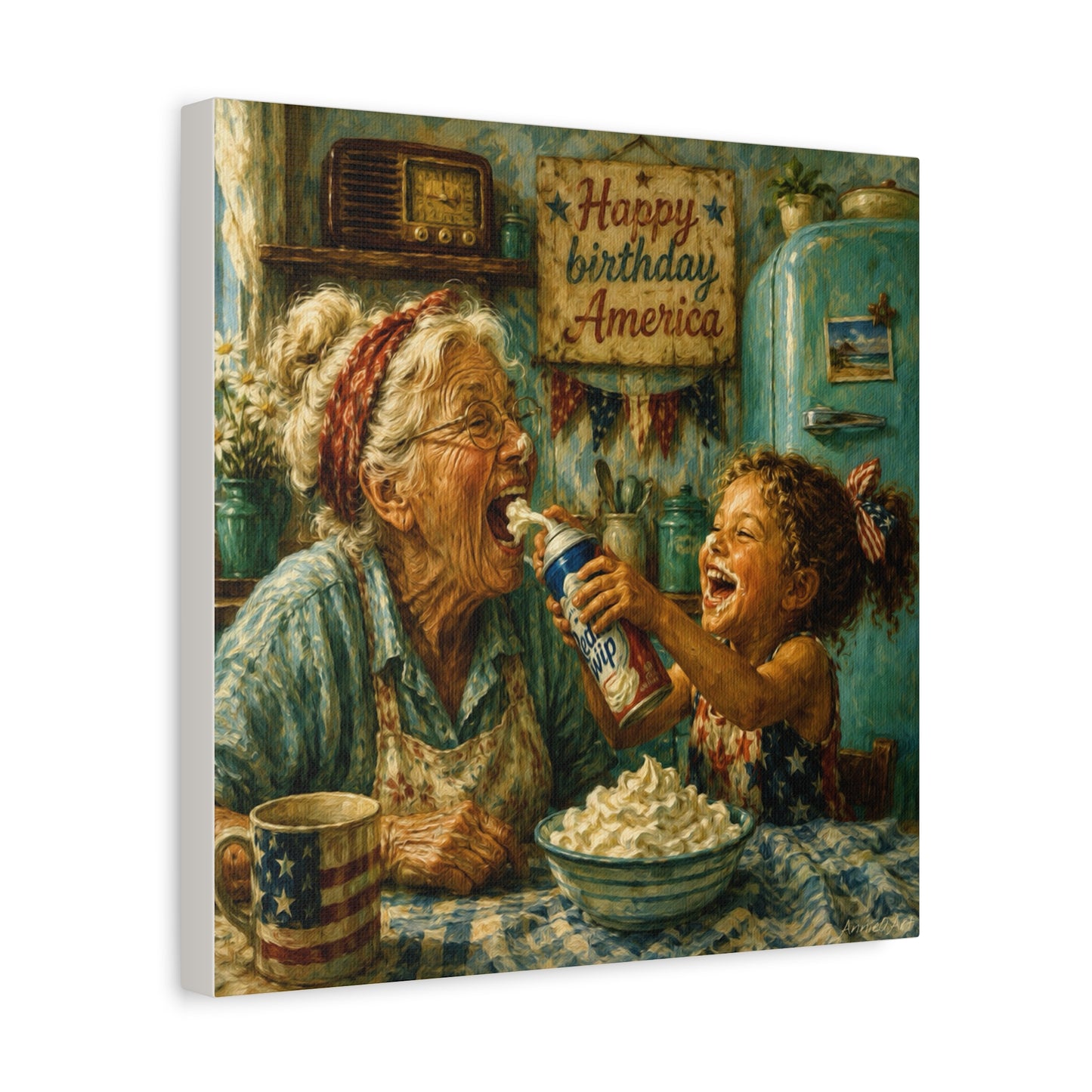 Fourth of July Grandma & Granddaughter Matte Canvas Wall Art