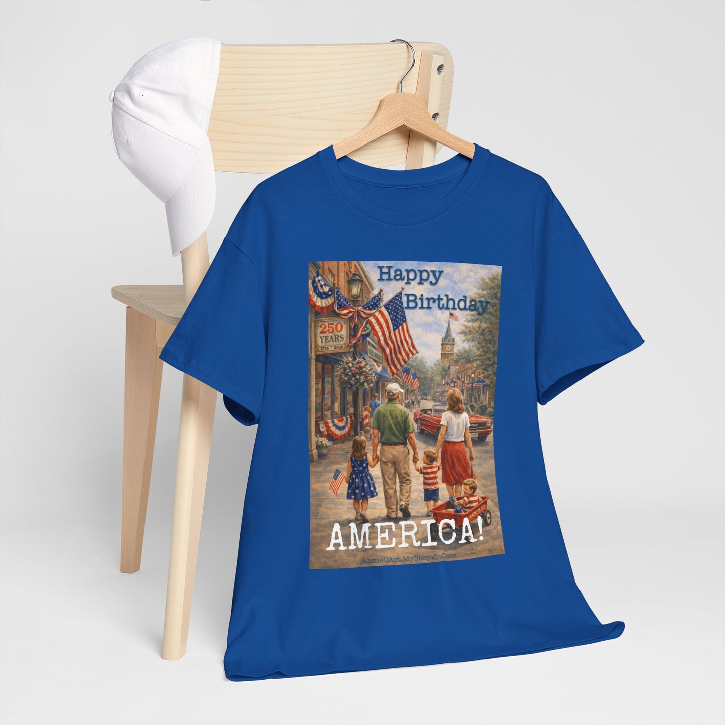 250th Patriotic "Happy Birthday America!" T-Shirt — Vintage Fourth of July Tee