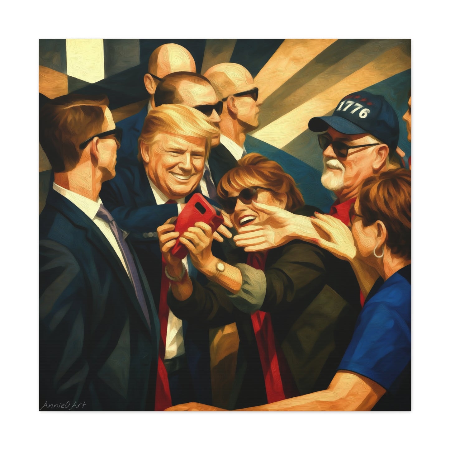 Trump Selfie with Supporters—Matte Canvas Art - Stretched 1.25"