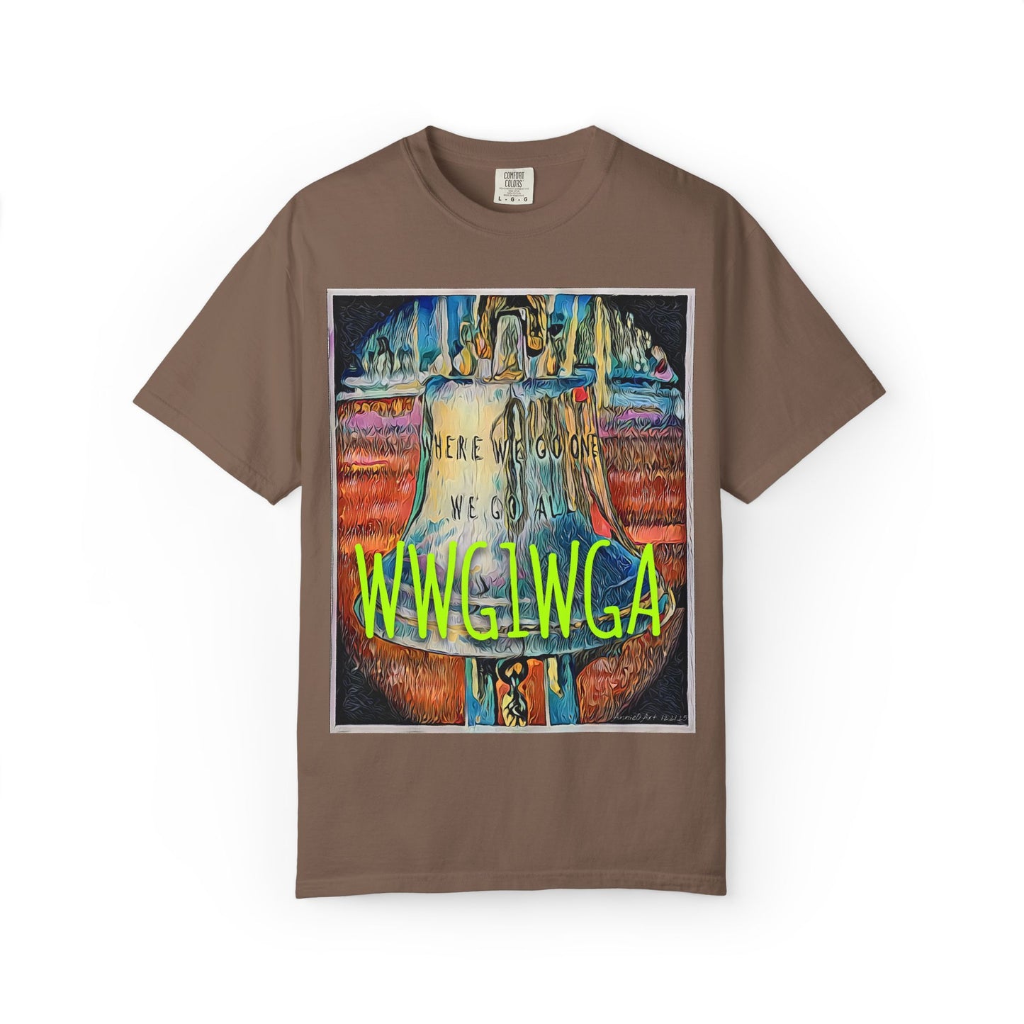 T-Shirt — 'WWG1WGA' Graphic Tee with Bold Neon Slogan