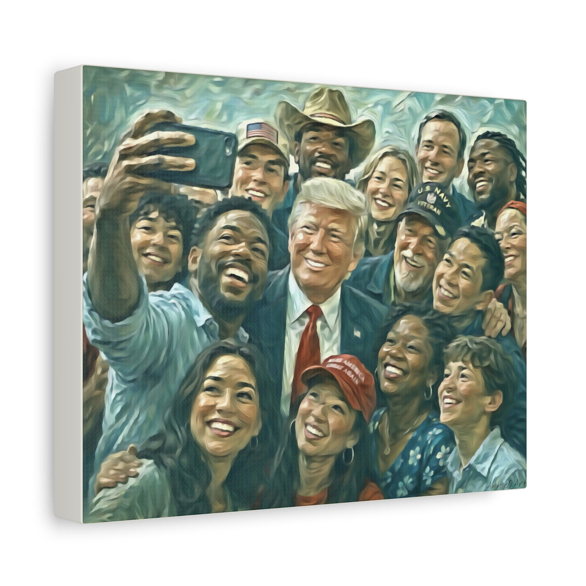 Trump Selfie Matte Canvas Print — Portrait Wall Art