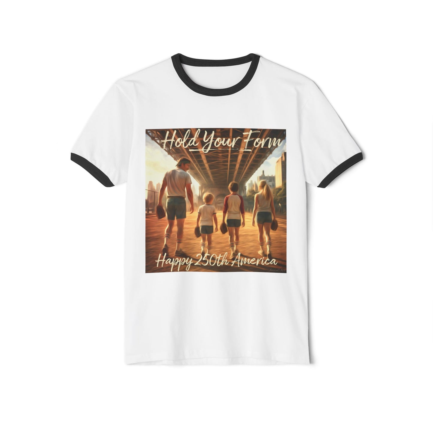 ‘Hold Your Form’ -250th America Vintage Beach Ringer Font & Back Design T-Shirt