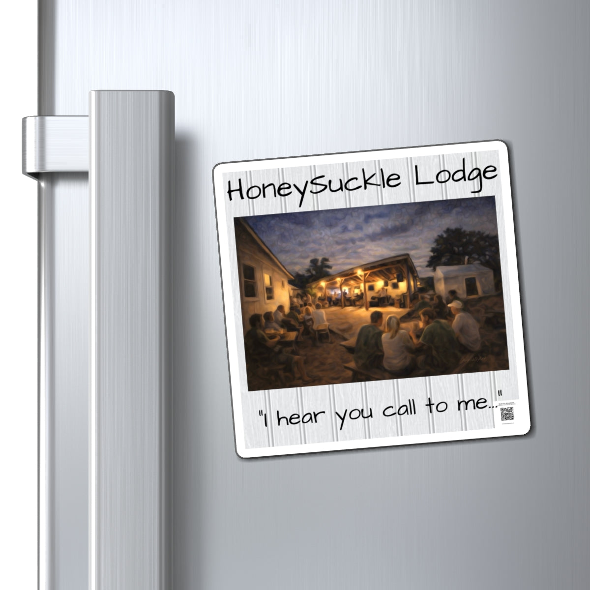 Honeysuckle Lodge Magnet - “I hear you call to me” Fridge Magnet (Cottage Gathering Scene)