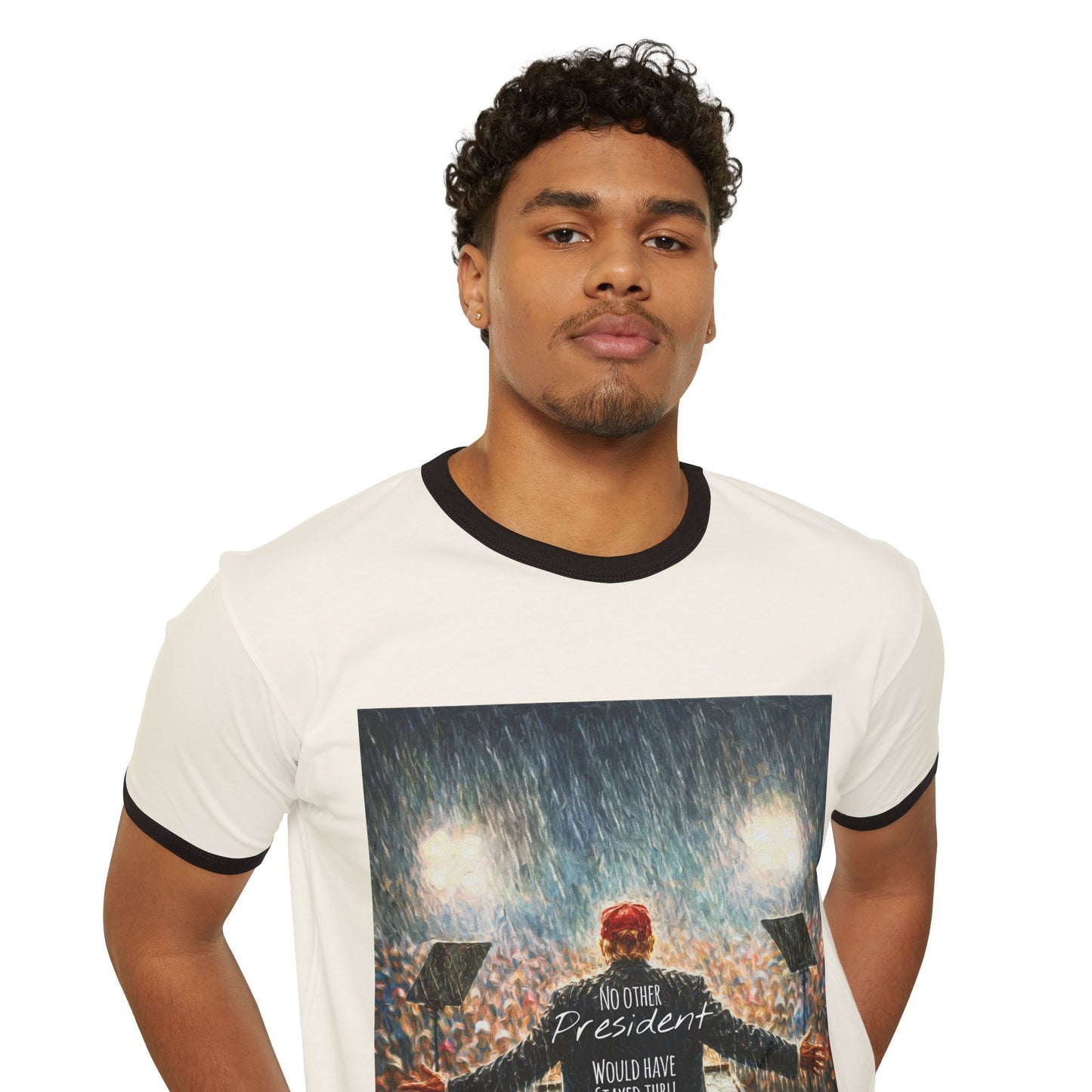 Trump Ringer T-Shirt — "The Storm" Front Graphic & "Happy Birthday America" Back Retro Print