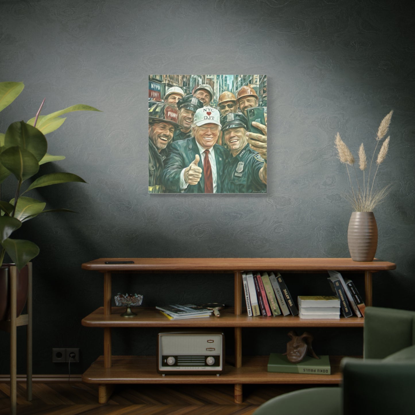 Trump ‘NYC❤️DJT’ - THE Blue-Collar-Billionaire w/ NYC Working Guys —Matte Canvas Print