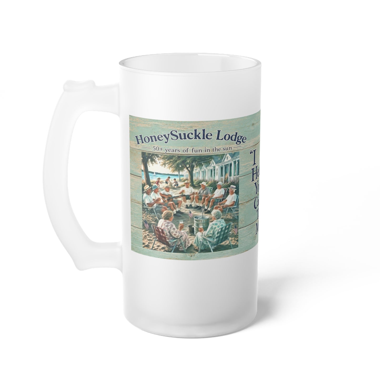 HSL Frosted Glass Beer Mug — "I Hear You Call To Me" Vintage Coastal Pub Stein