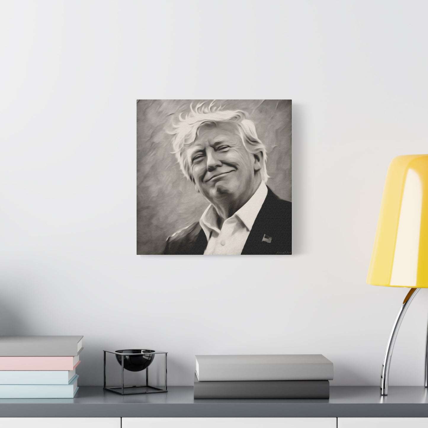 Trump Portrait B&W-Canvas Monochrome Oil-Style Wall Art