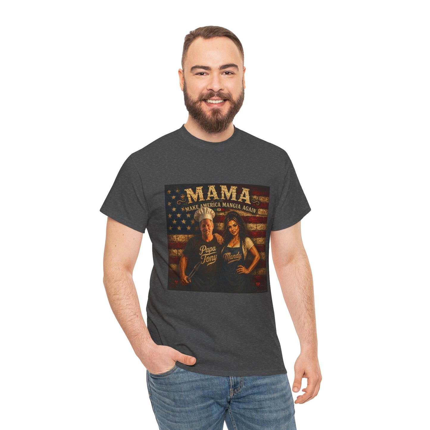CUSTOM for MANDY—Mama Pizza Team T-Shirt — Retro American Flag Pizza Chef Graphic Tee