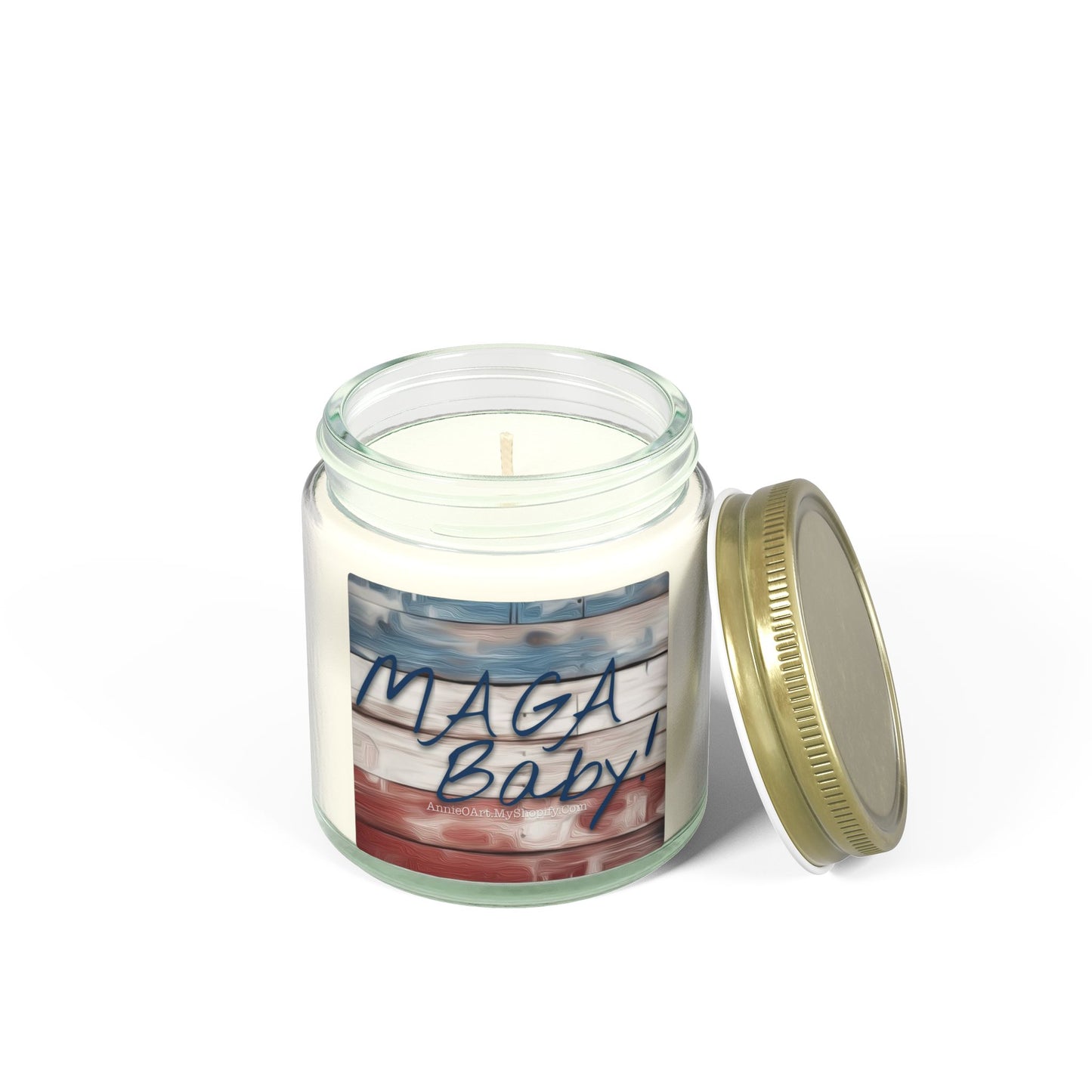 “MAGA, Baby!” Candle — Coconut Apricot Wax, scented (4oz, 9oz)