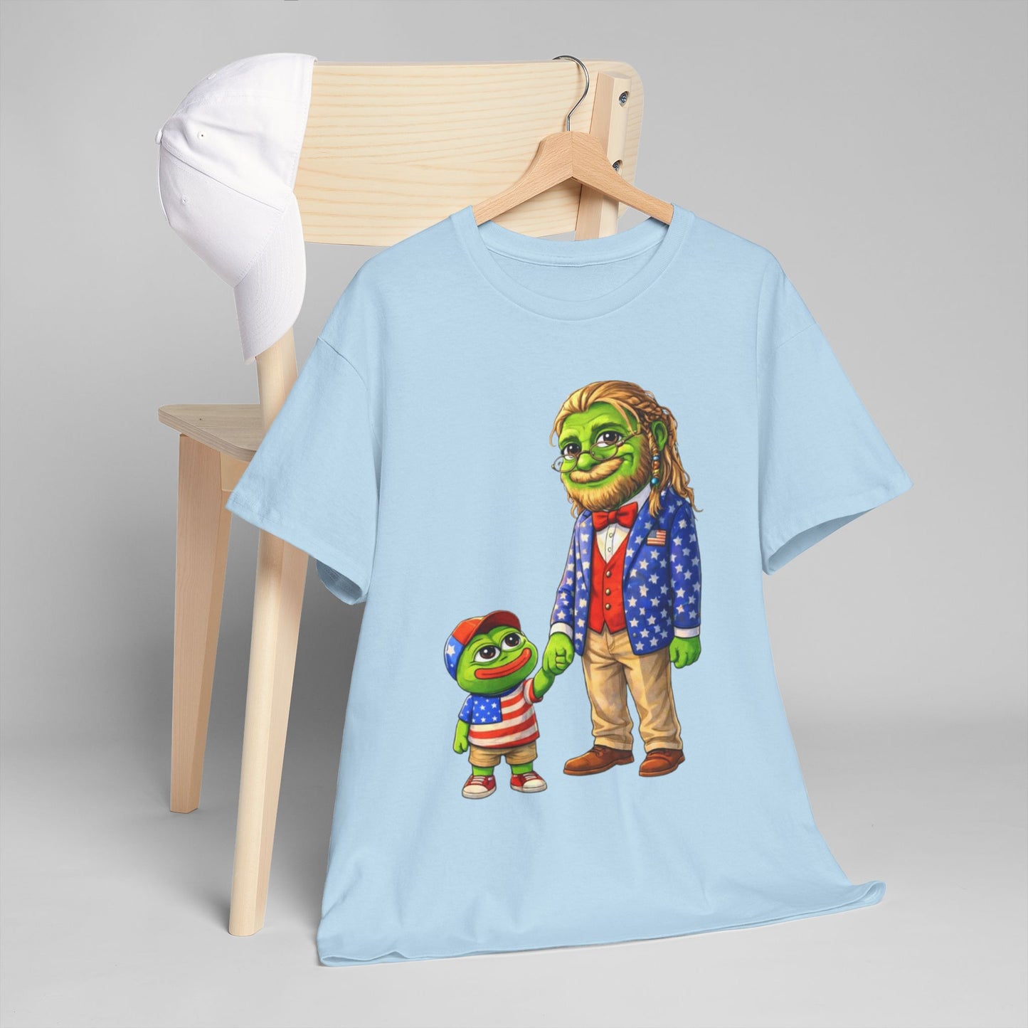 Grandpa Anons, keyboard warriors, MAGA T-Shirt — Patriotic Pepe Frog Family Illustration Tee
