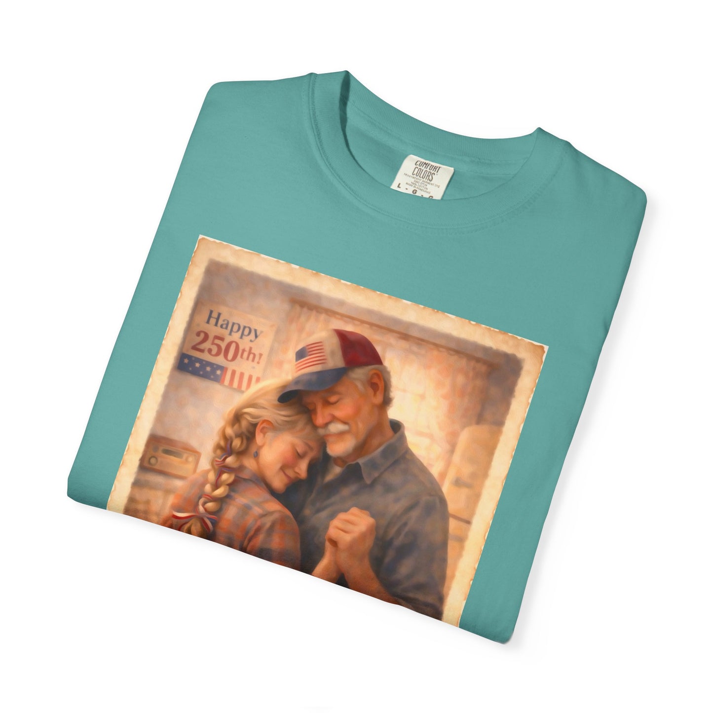 250th America Vintage Couples T-Shirt — Patriotic Romance Graphic Tee