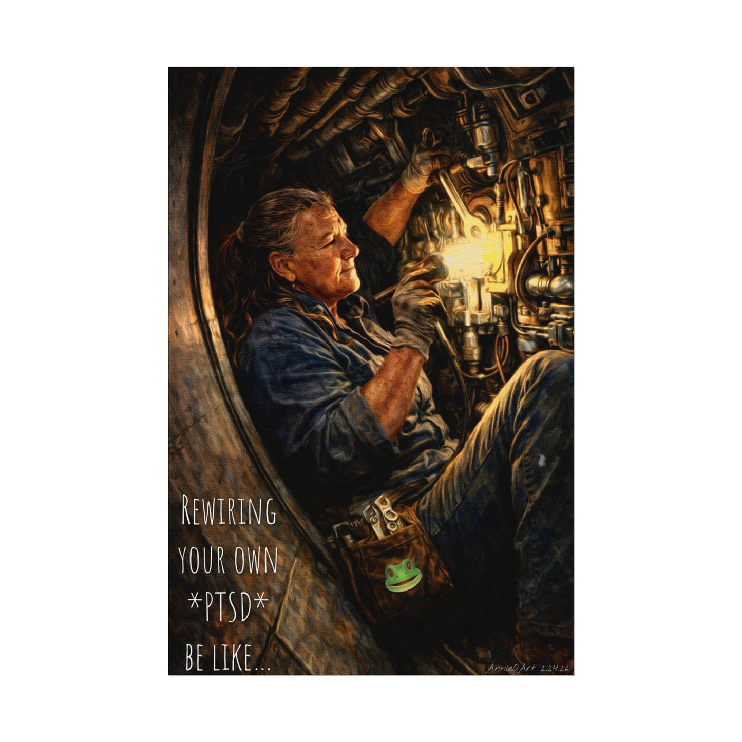 PTSD Rewiring Mechanic Poster — Textured Watercolor Matte Art Print