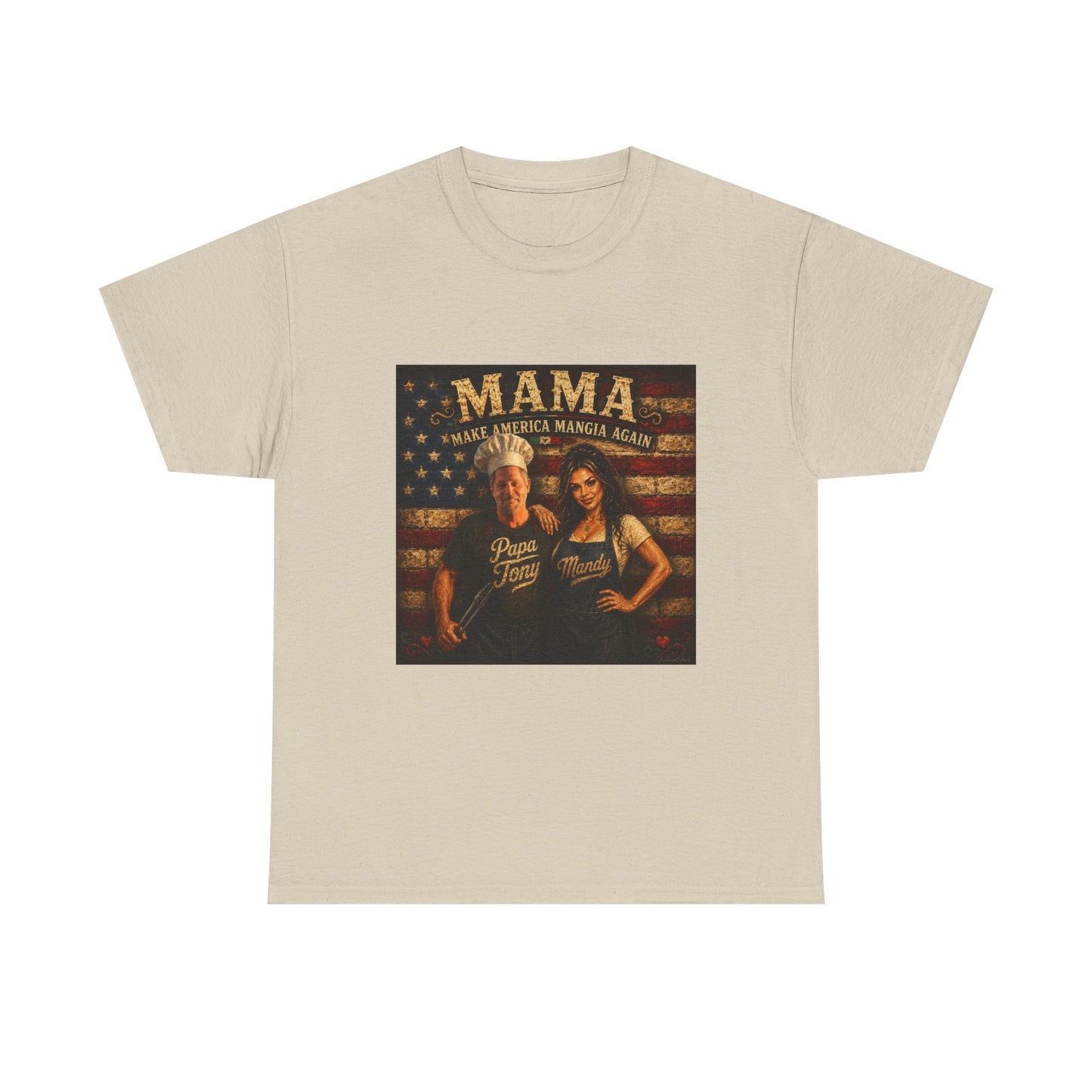 CUSTOM for MANDY—Mama Pizza Team T-Shirt — Retro American Flag Pizza Chef Graphic Tee
