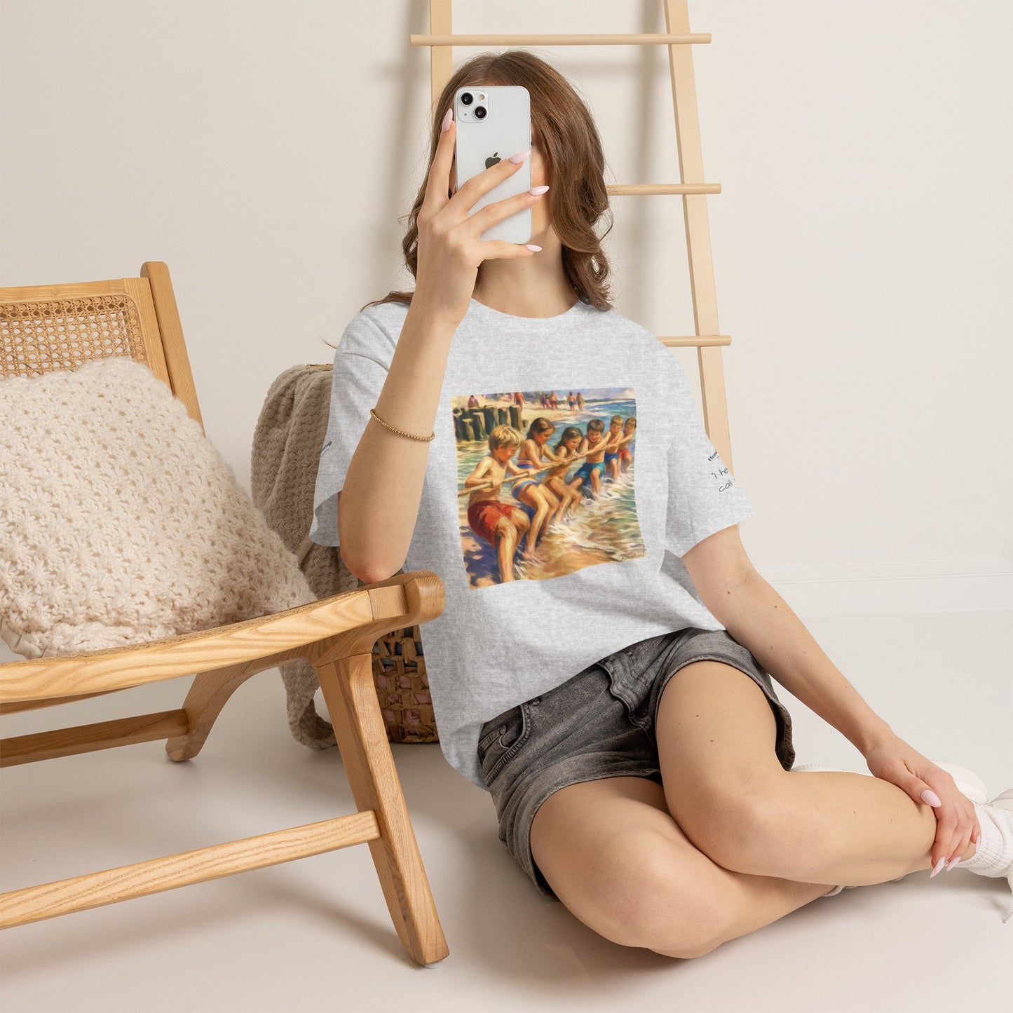 HoneySuckle Lodge Vintage Beach T-Shirt — "50+ years of fun in the sun" Retro Kids on Shore Design
