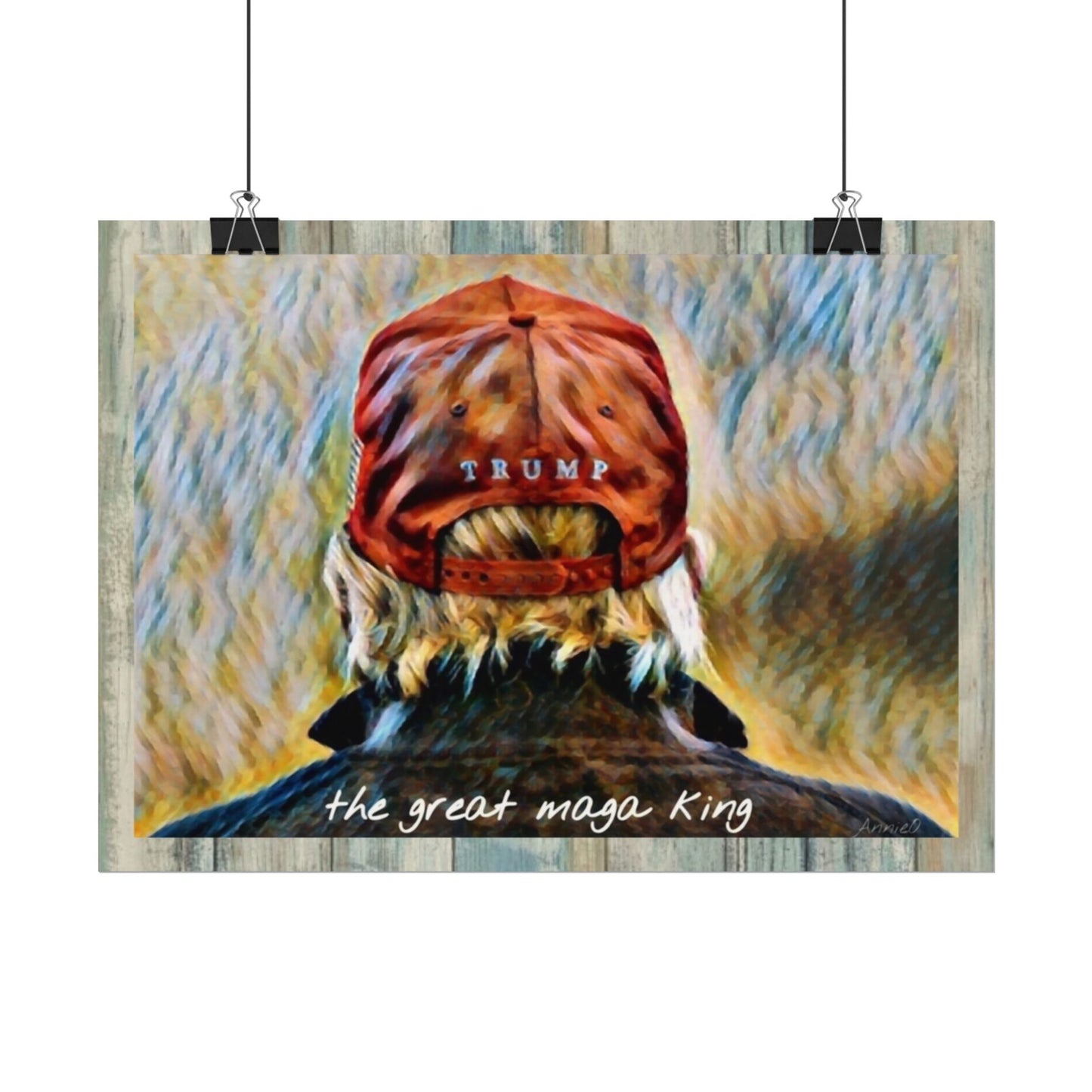 Textured Watercolor Matte Poster — 'The Great MAGA King' Red Hat Artwork