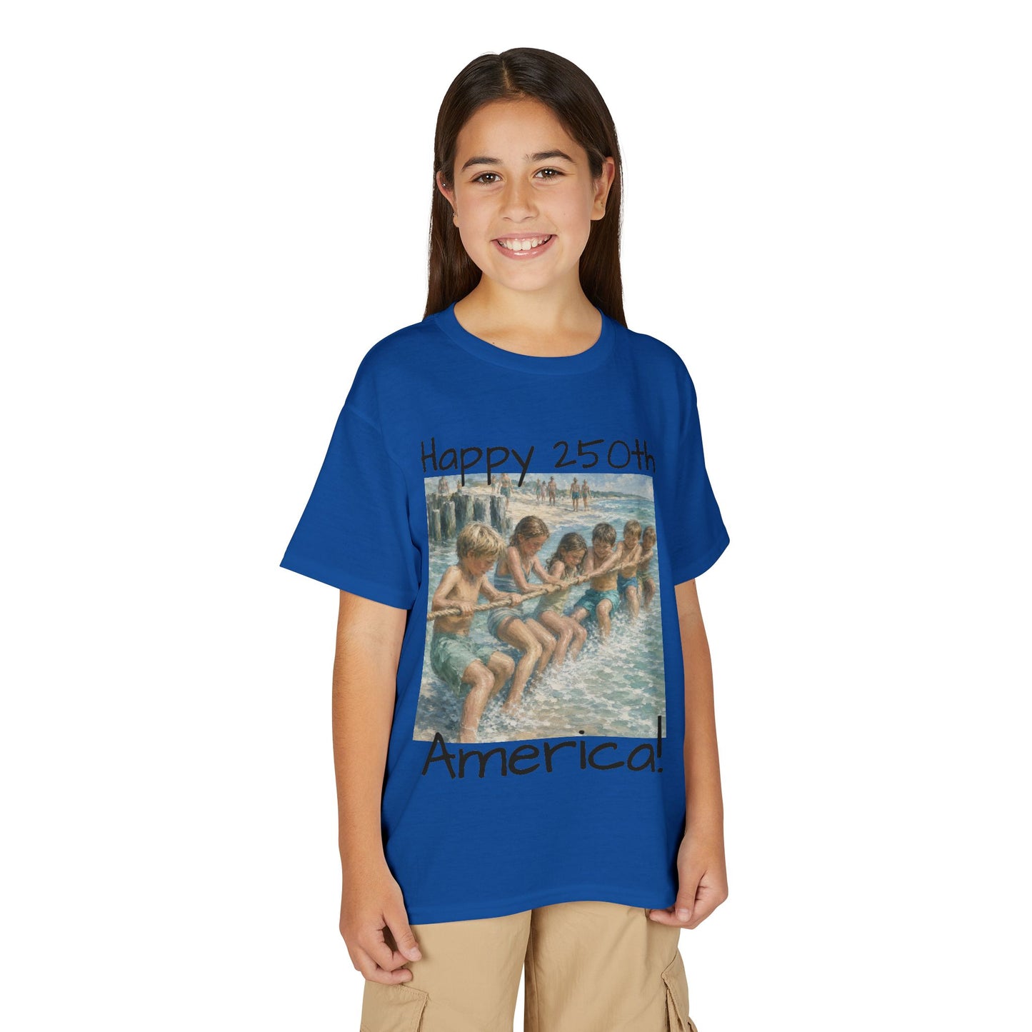 Youth Tee — "Happy 250th America!" Vintage Summer Beach Kids T‑Shirt