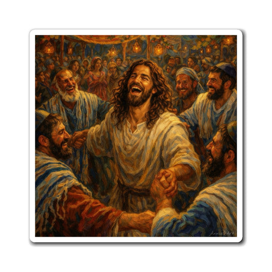 Jesus Dancing at Wedding Magnet —Kid Level Inspirational Refrigerator Magnet