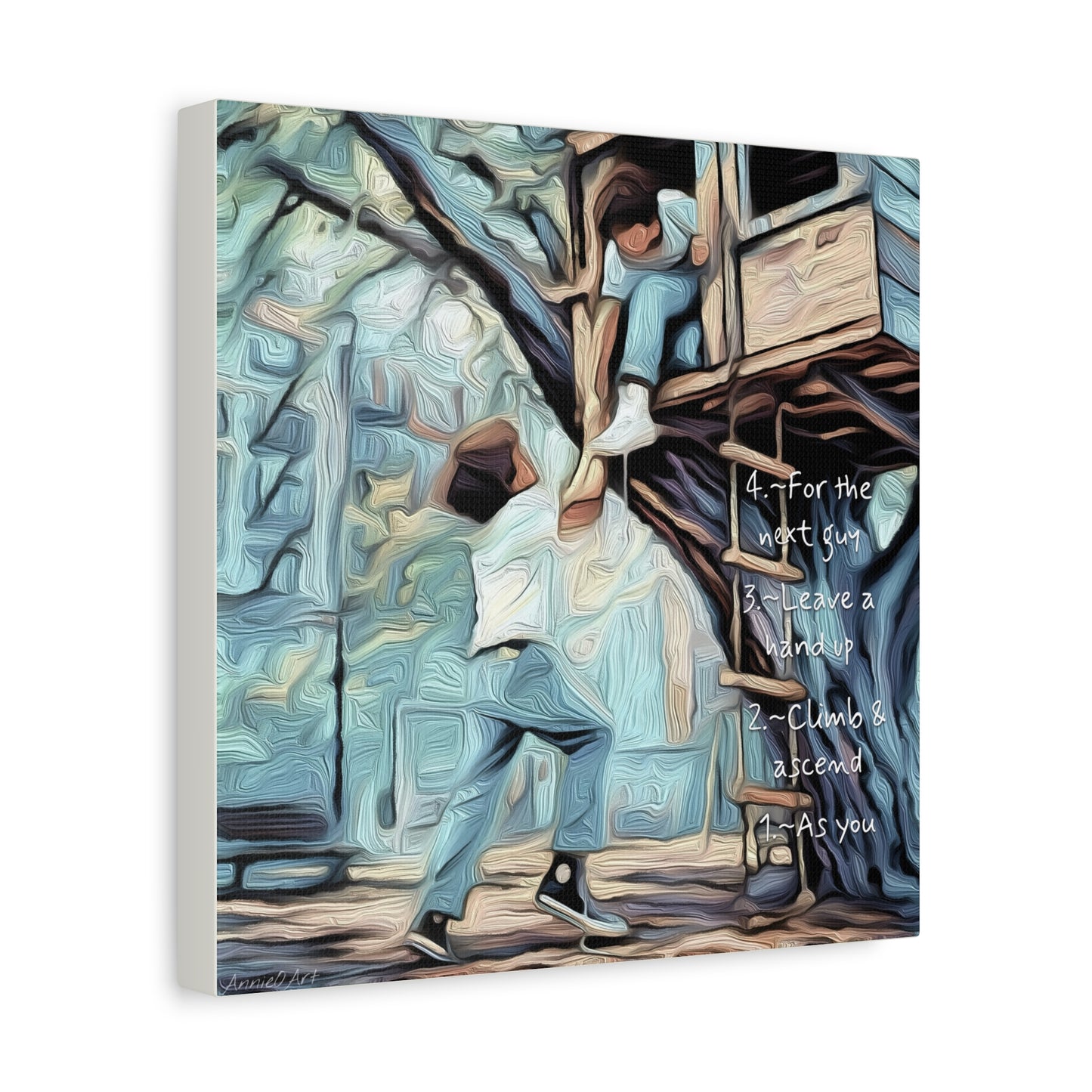 Treehouse Canvas Print — “As You Climb & Ascend, Leave a Hand Up for the Next Guy”—Inspirational Wall Art