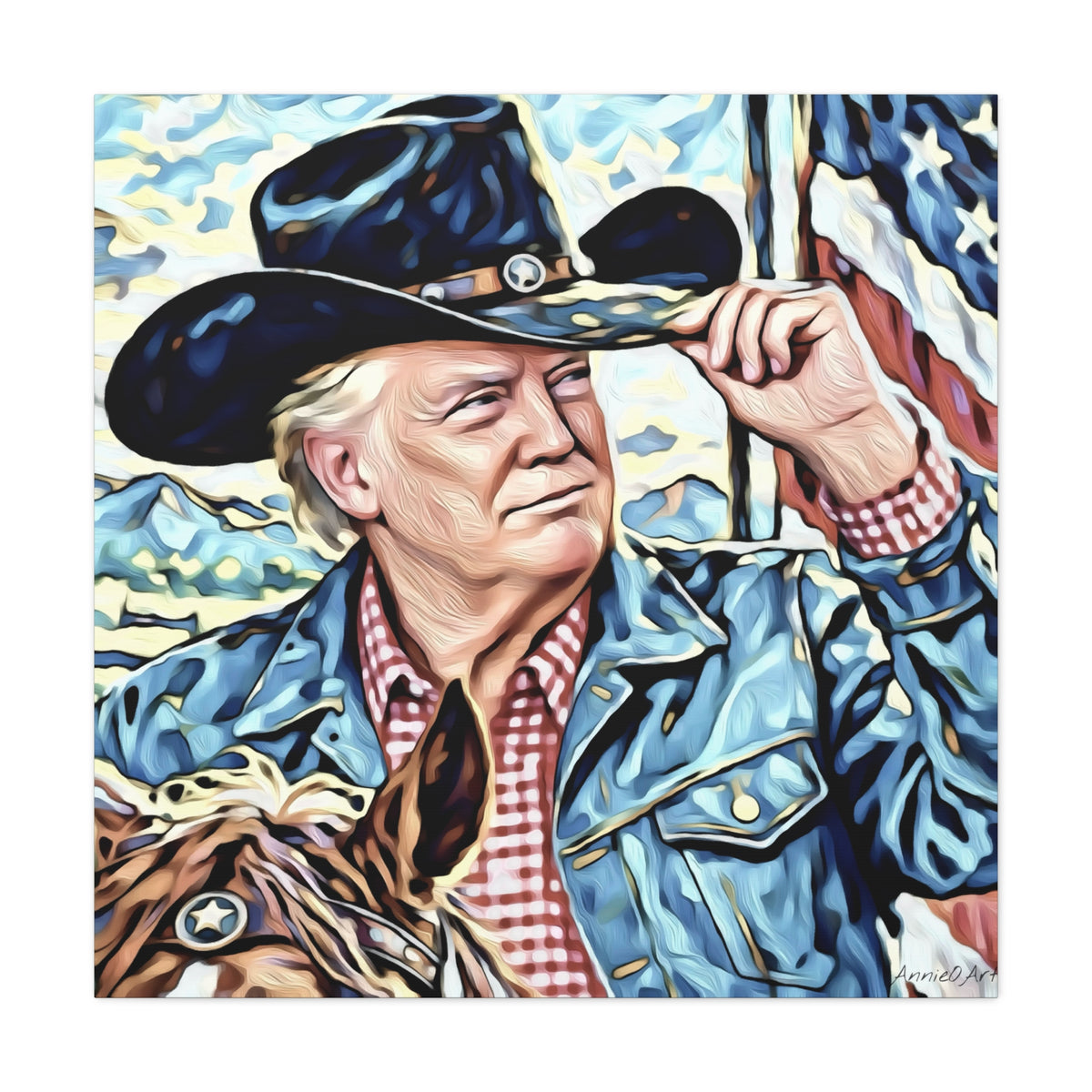 Trump Patriotic Cowboy Portrait Canvas