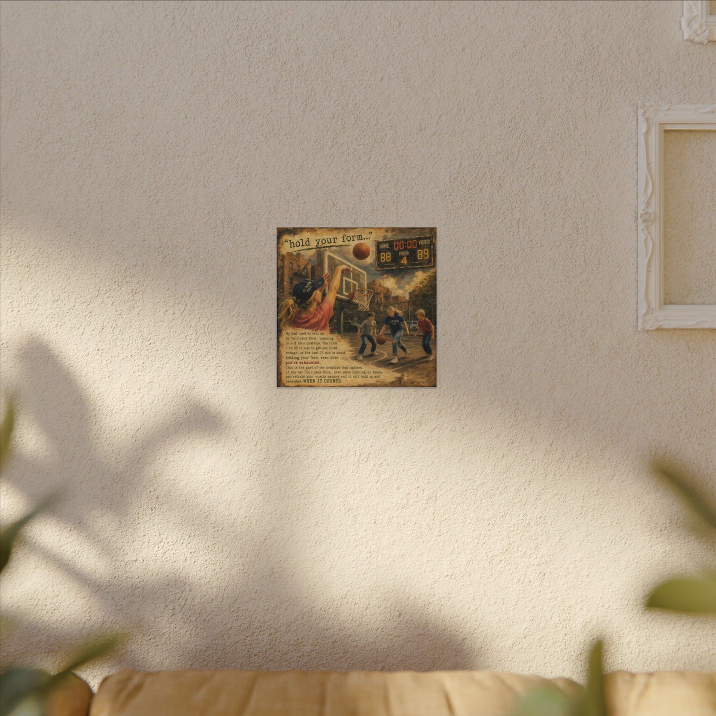 ‘Hold Your Form’—Basketball Canvas Wall Art — 'Practice That Matters' Vintage Court Scene
